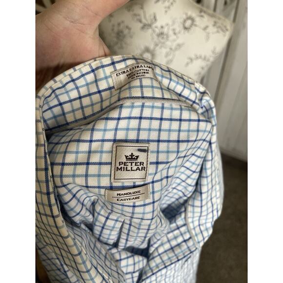 Peter Millar Mens Button Down Short Sleeve Blue Shirt Stripes Pattern Size XXL - Picture 3 of 5